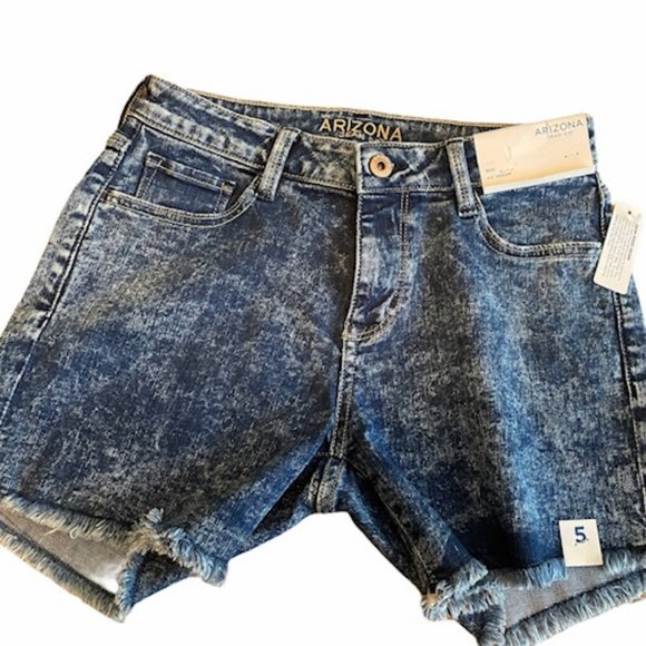 Arizona Mid Rise 4 1/2" Denim Short-Juniors SZ 5 - Picture 6 of 10